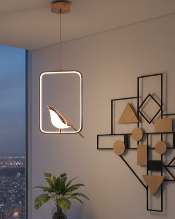 Swanart Metal Chirpy Elegant Pendant Light hanging from ceiling, modern design with intricate metal details for home, dining, or living room decor