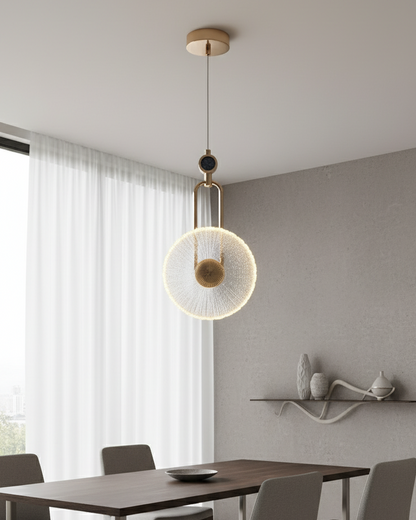 Swanart Modern Crystal Globe Pendant Light for Living Room, Dining Room & Bedroom, Luxury Hanging Light, Decorative LED Pendant Lamp, Gold Finish Chandelier Light, Contemporary Ceiling Light
