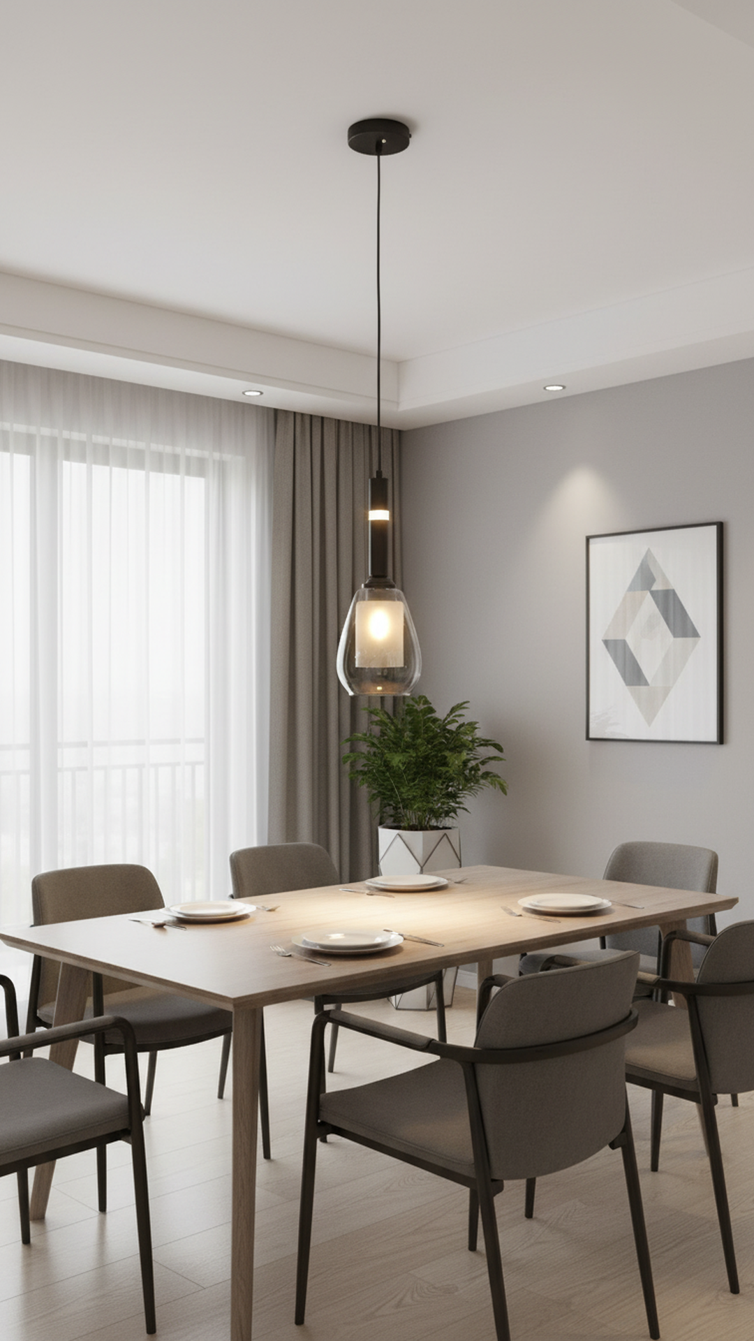 Swanart modern pendant light with smoked glass shade and black hanging fixture, ideal for kitchen, dining room, or bedroom decor