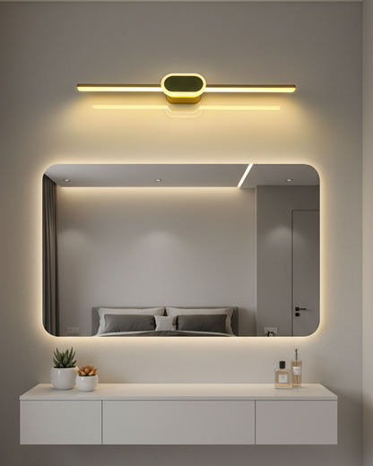 Swanart mirror frame with integrated LED lights, showcasing a modern design for wall decor and picture framing.