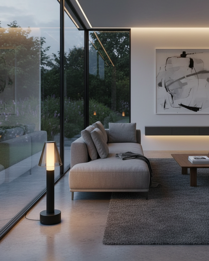 Swanart outdoor garden pathway LED bollard lamp with warm light, modern waterproof design for lawn, walkway, or patio lighting.