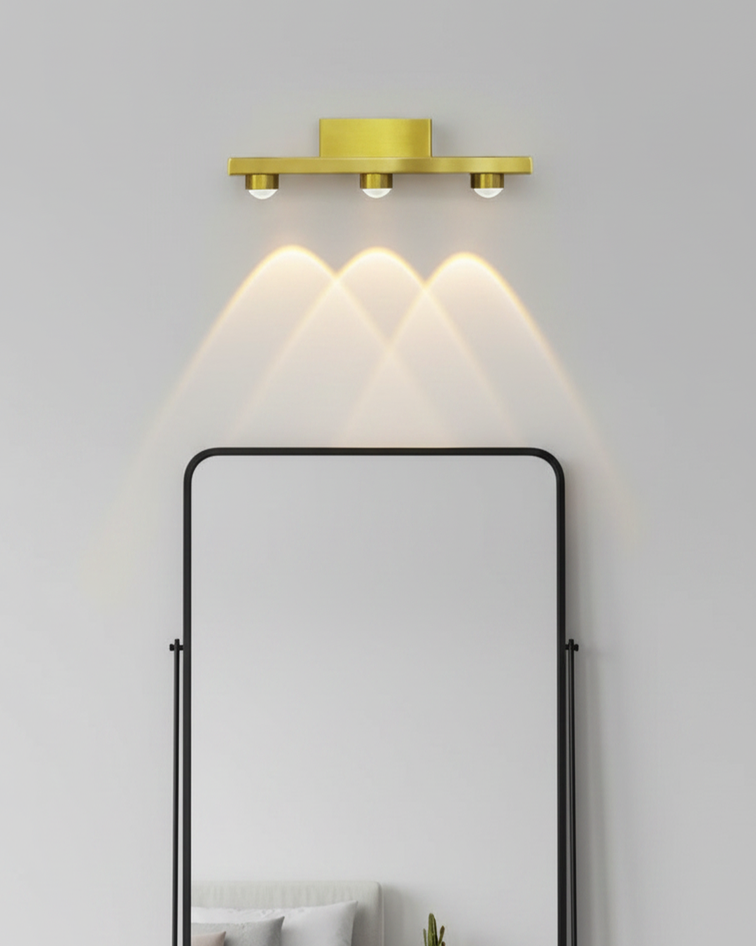 Swanart Modern LED Mirror Light for Bathroom Vanity, Gold Wall Mounted Picture Light, 3 Head Decorative Wall Lamp, Warm White Accent Lighting for Mirror Cabinet, Dressing Table & Artwork Display