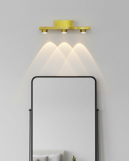 Swanart Modern LED Mirror Light for Bathroom Vanity, Gold Wall Mounted Picture Light, 3 Head Decorative Wall Lamp, Warm White Accent Lighting for Mirror Cabinet, Dressing Table & Artwork Display