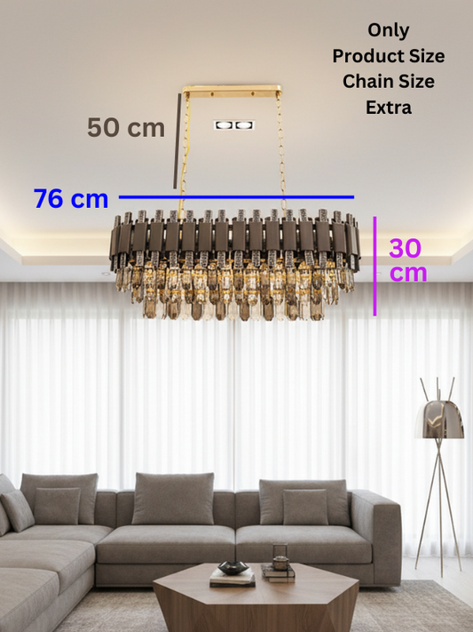 Swanart Crystal Pendant Chandelier Light - Round Rectangle Shape - Swanart