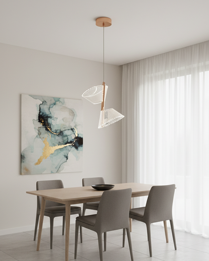 Swanart Modern Geometric LED Pendant Light, 27 cm Decorative Hanging Light with Adjustable Height, Contemporary Chandelier for Living Room, Dining Room & Bedroom, Designer Ceiling Light Fixture