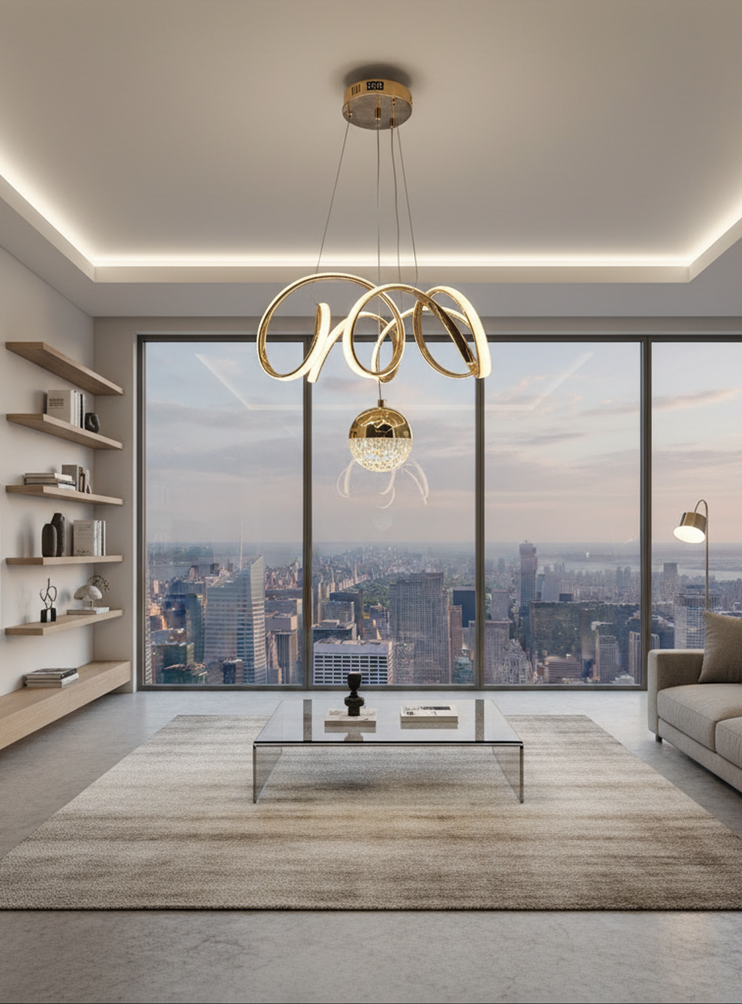 Swanart Fiberglass Vortex Contemporary Chic Profile Pendant Light - LED Hanging Fixture Ideal for Residential and Professional Spaces - Swanart