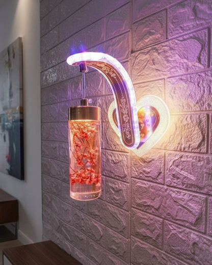 Swanart Glowing Blossom Wall Lamp with multi-color flower pattern, ideal for hallways and dining spaces, illuminated decorative wall light.