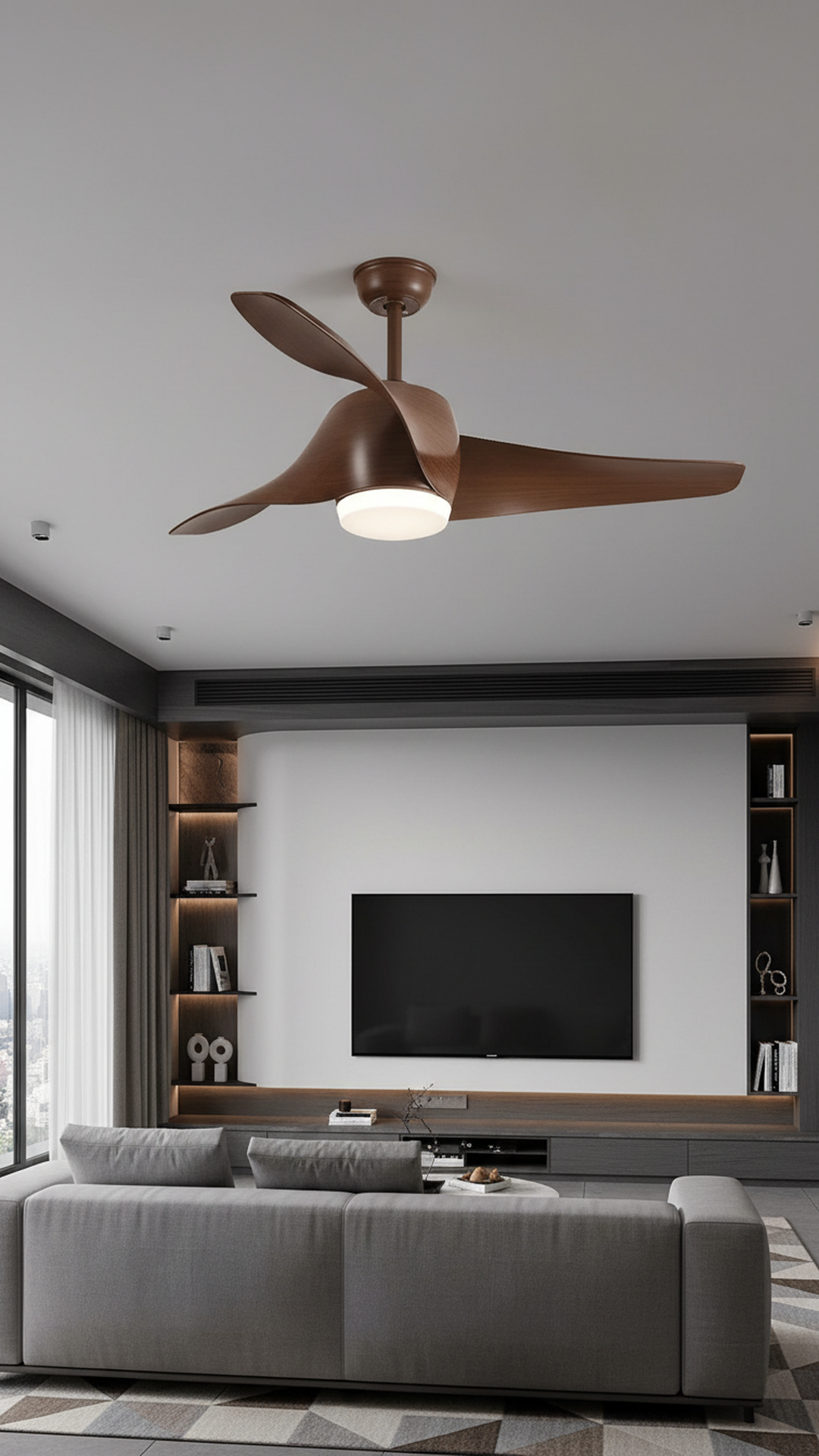 Swanart Modern Wooden Ceiling Fan with LED Light, 3 Blade Designer Ceiling Fan, Silent Motor, Energy Saving Ceiling Fan for Living Room, Bedroom & Dining Area