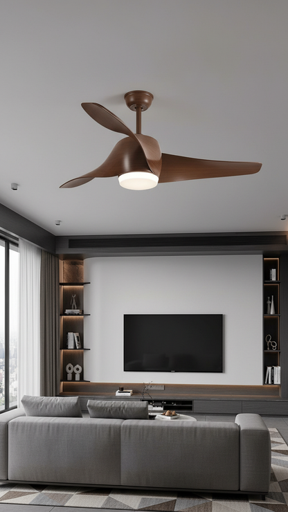 Swanart Modern Wooden Ceiling Fan with LED Light, 3 Blade Designer Ceiling Fan, Silent Motor, Energy Saving Ceiling Fan for Living Room, Bedroom & Dining Area