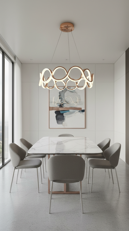 Swanart modern pendant light with sleek, elegant design hanging in a contemporary home interior.