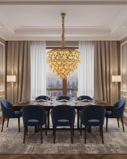 Swanart crystal chandelier ceiling light with modern gold finish, hanging LED lamp for living room, bedroom, or hall decorative lighting