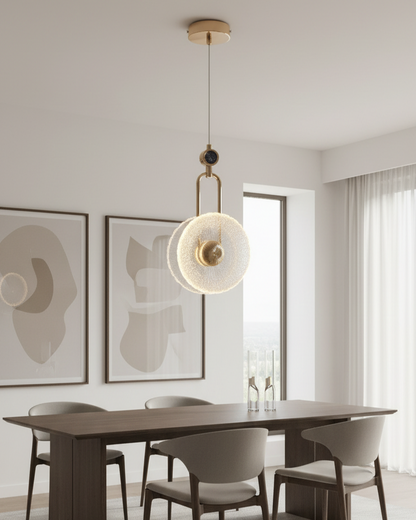 Swanart Modern Crystal Globe Pendant Light for Living Room, Dining Room & Bedroom, Luxury Hanging Light, Decorative LED Pendant Lamp, Gold Finish Chandelier Light, Contemporary Ceiling Light