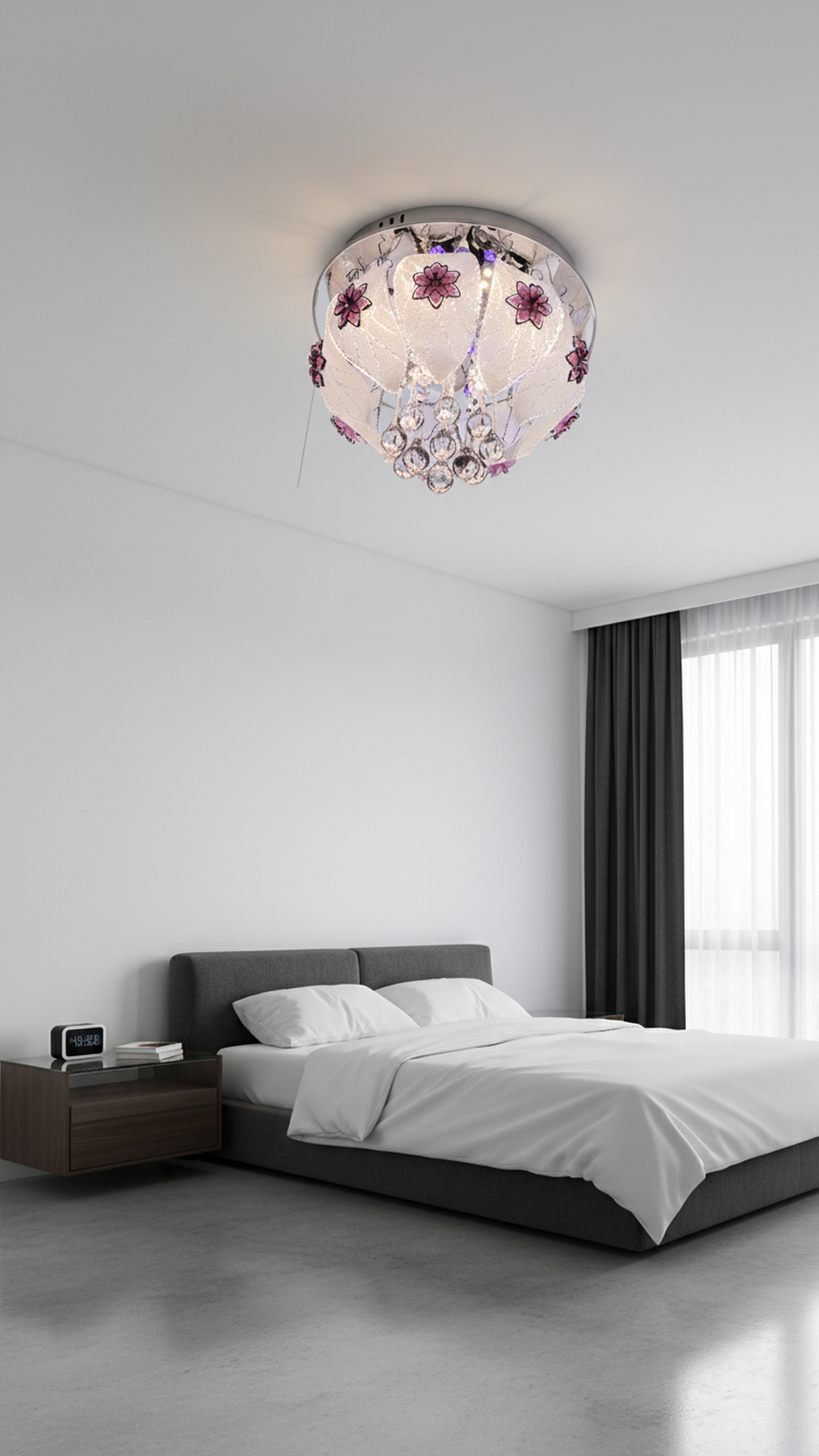 Swanart Gildora 30cm Crystal Glass Ceiling Light with RGB Remote Control, Bluetooth Music System – Modern Multi-Color Chandelier for Living Room and Bedroom Décor - Swanart