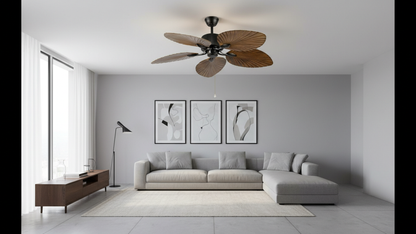 Swanart Decorative Ceiling Fan with Leaf Design Blades, Modern Wooden Finish Ceiling Fan, Silent Motor, Pull Chain Control, Luxury Home Décor Fan for Living Room, Bedroom & Hall