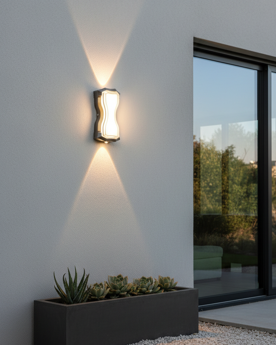 Swanart modern outdoor LED wall sconce in black finish, waterproof decorative light for porch, garden, or patio exterior lighting