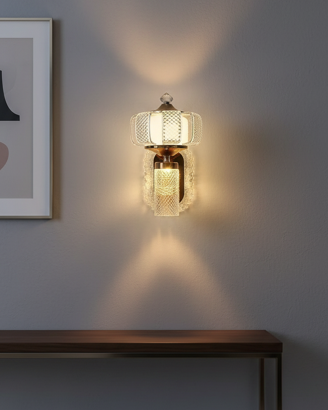 Swanart modern fiber wall light with gold finish, luxury LED sconce for living room or bedroom decor, elegant designer wall lamp