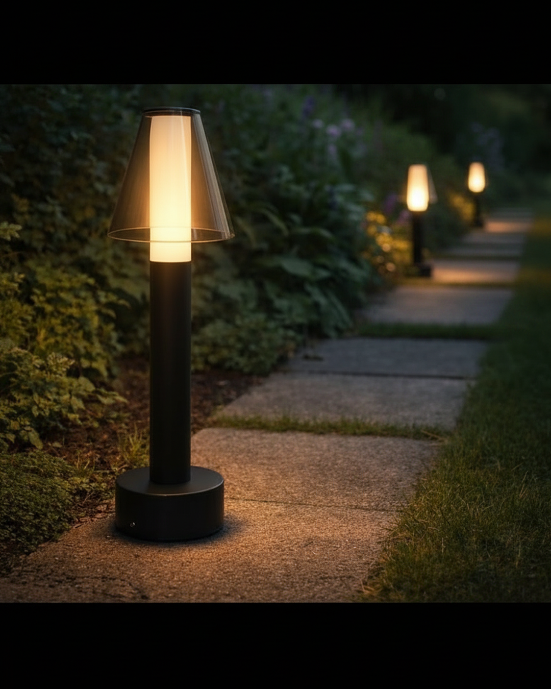 Swanart outdoor garden pathway LED bollard lamp with warm light, waterproof, modern landscape lighting for lawn, walkway, and patio.