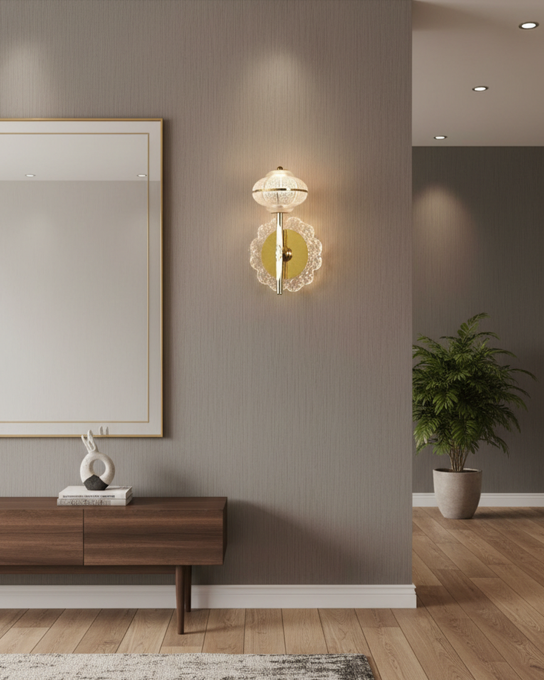 Swanart Wall Light G816 mounted on a wall, featuring a sleek, modern design with soft lighting for interior decoration.