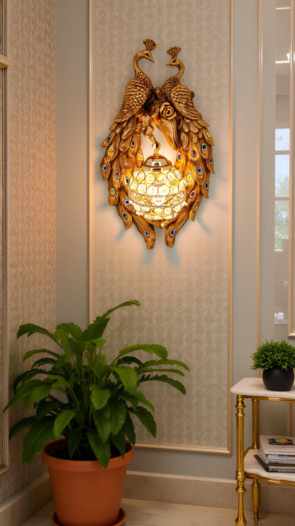 Exquisite Peacock Wall Sconce Royal Crystal Lighting - Swanart