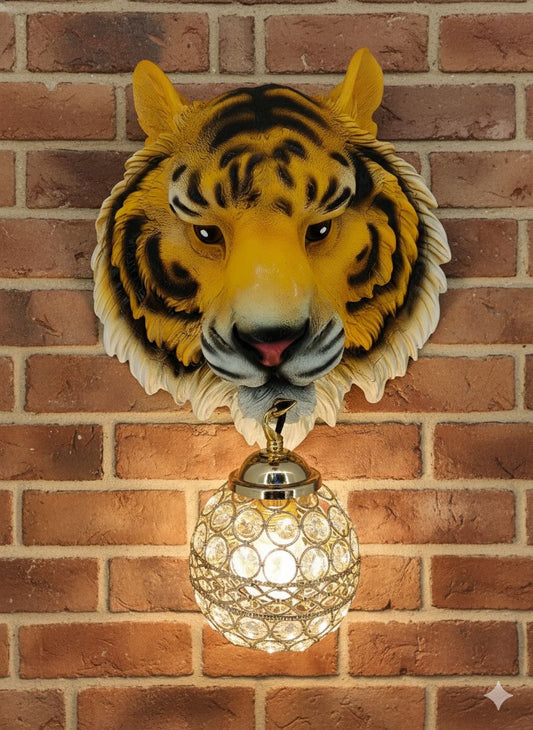 Regal Tiger Head Wall Sconce Wild Crystal Lighting - Swanart