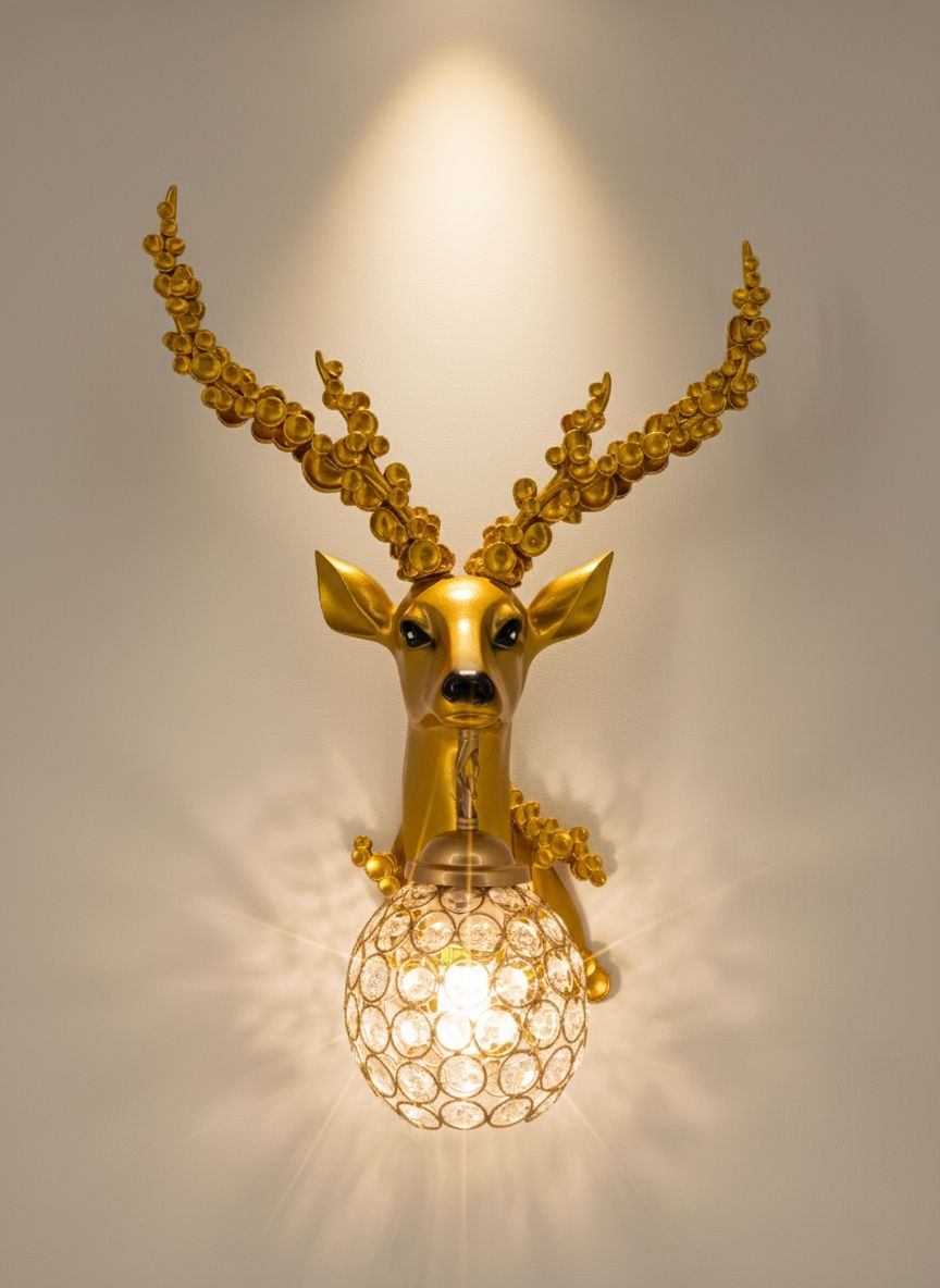 Swanart Elegant Deer Wall Lighting Fixture - Antler Design LED Sconce for Rustic Home Decor Light - Swanart