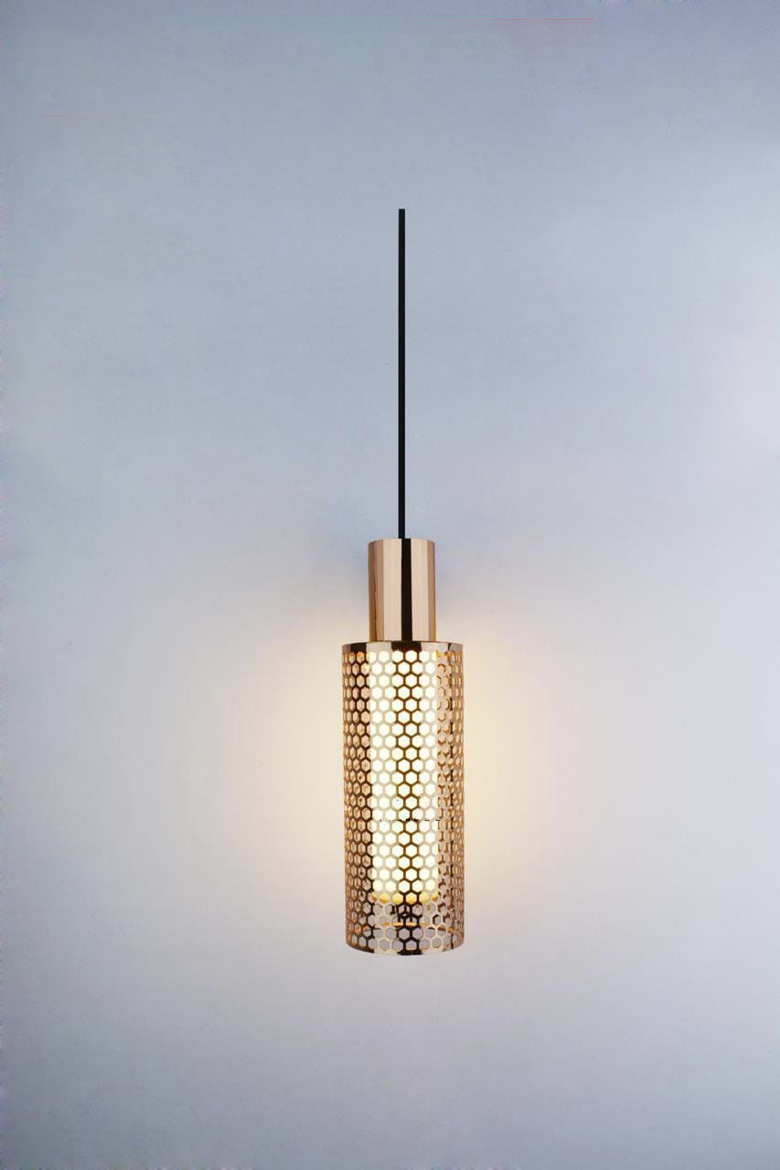 swanart Modern Gold Pendant Light Fixture, 12W Warm White LED Hanging Ceiling Lamp, Stylish Honeycomb Design, Adjustable Height, Ideal for Kitchen Island, Dining Room, Bedroom, Living Room Lighting - Swanart