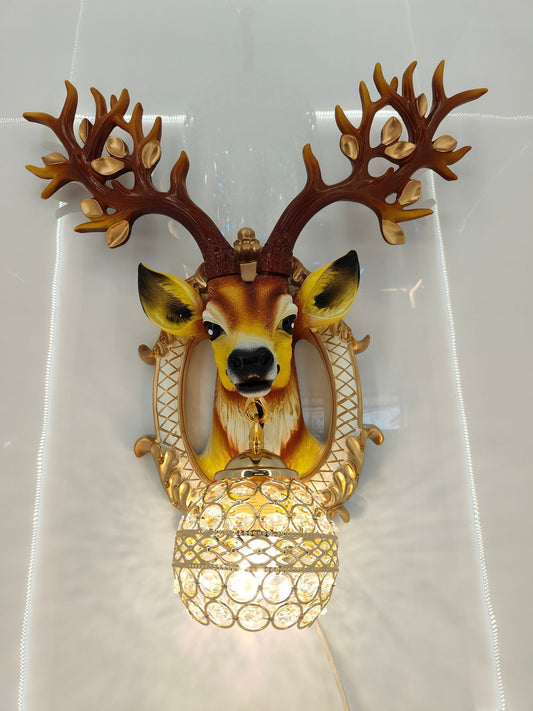 Majestic Deer Head Wall Sconce – Elegant Crystal Lighting - Swanart