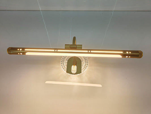 Swanart Modern LED Wall Sconce - Elegant Gold Finish Vanity Light Fixture with Crystal Accent, Bright Energy-Efficient Illumination for Bathroom, Mirror, Picture Art Lighting, 18-Inch Bar Lamp - Swanart