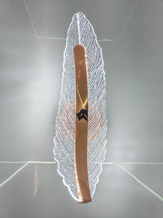 Swanart Elegant 33 cm Crystal Feather LED Wall Light – Modern Acrylic Rose Gold Accent Wall Lamp, Warm, Cool Light & Natural, Decorative Sconce for Living Room, Bedroom, and Hallways - Swanart