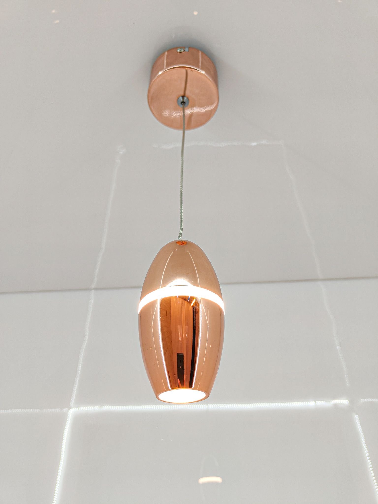 swanart Modern Rose Gold Pendant Light – LED Hanging Ceiling Lamp for Kitchen Island, Dining Table, Bar Counter – Adjustable Height, 12cm Body, Elegant Metallic Finish - Swanart