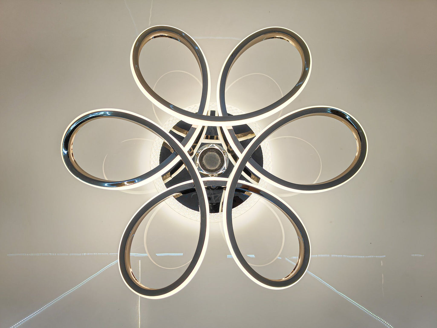 Swanart Florex Modern LED Ceiling Light with Bluetooth Speaker & Remote Control | Dimmable Swirl Design Chandelier for Living Room, Bedroom, Dining Room | Energy-Efficient, Easy Install Home Lighting Fixture - Swanart