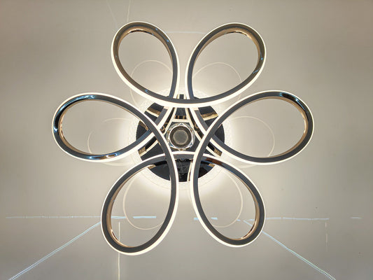 Swanart Florex Modern LED Ceiling Light with Bluetooth Speaker & Remote Control | Dimmable Swirl Design Chandelier for Living Room, Bedroom, Dining Room | Energy-Efficient, Easy Install Home Lighting Fixture - Swanart