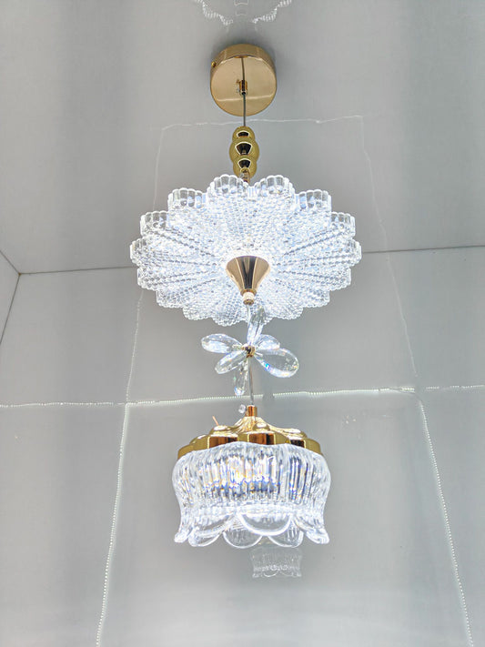 swanart Modern Luxury Crystal Chandelier Pendant Light Fixture with Gold Finish, Adjustable Height Ceiling Lamp for Dining Room, Bedroom, Entryway, Living Room - Elegant Sparkle - Swanart