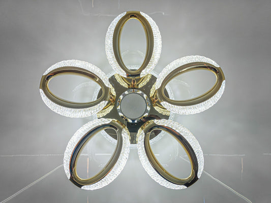 Swanart Modern LED Ceiling Light with Bluetooth Speaker & Remote Control | Dimmable 46cm Smart Flush Mount Fixture for Living Room, Bedroom & Dining | Elegant Gold Finish Ambient Lighting - Swanart