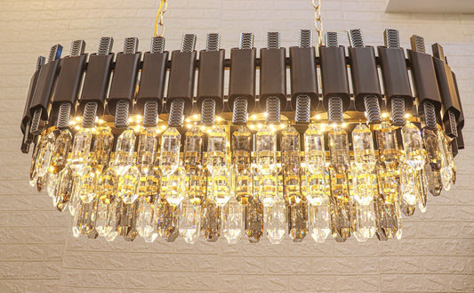 Swanart Crystal Pendant Chandelier Light - Round Rectangle Shape - Swanart