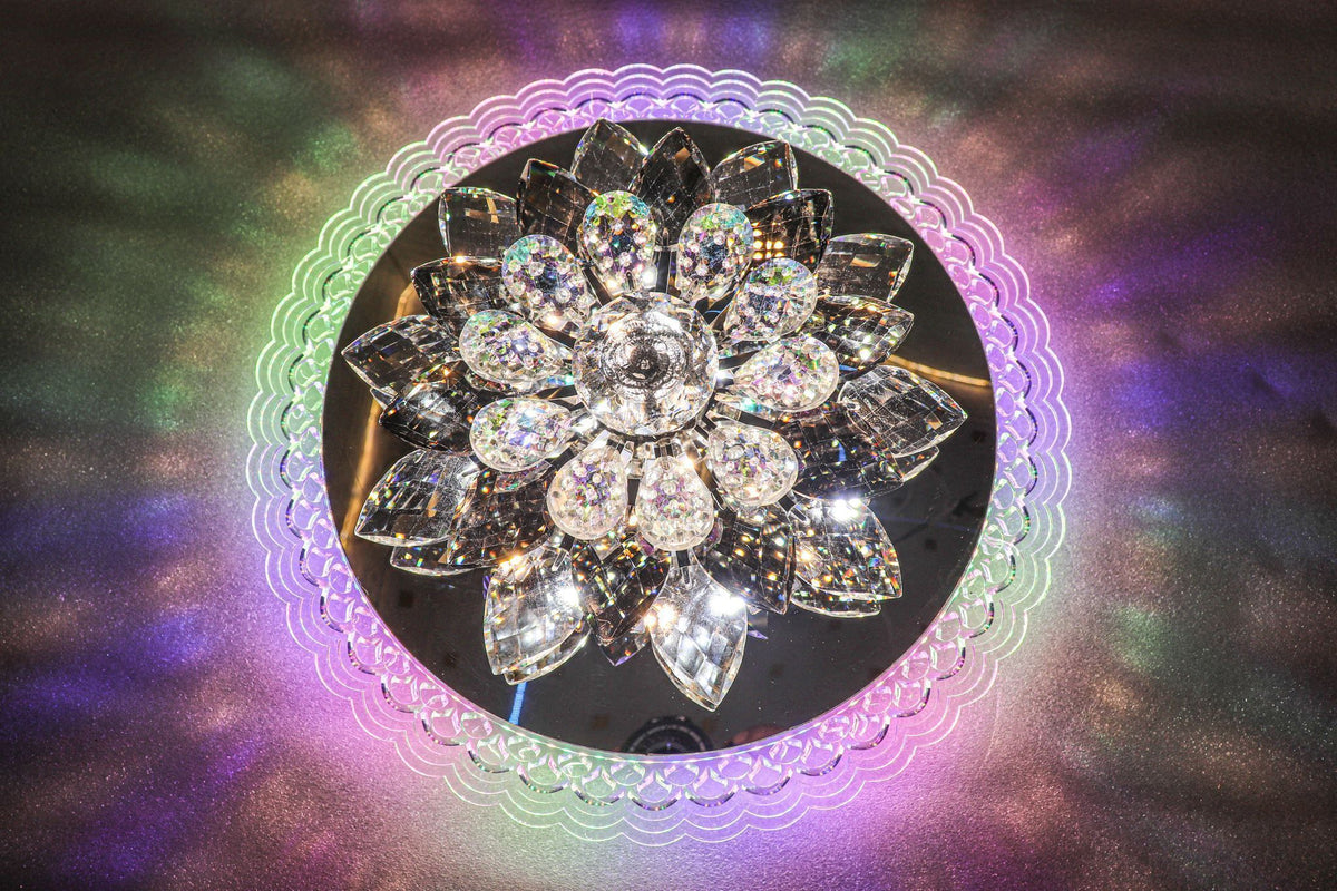 Swanart Elegant Rotating Crystal Flower LED Light Multicolor Changing Decorative for Home and Office - Swanart