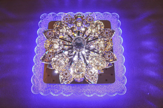 Swanart Rotating Multicolor Crystal Flower Light LED Table Lamp Perfect for Mood Lighting and Interior Decor - Swanart