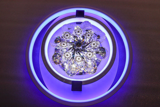 Swanart Colorful LED Crystal Flower - Rotating Light Display, Elegant Decoration for Any Room - Swanart
