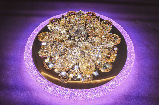 Swanart Multi-Colored LED Crystal Flower Light - Rotating Design, Perfect for Bedroom and Living Room Decor - Swanart