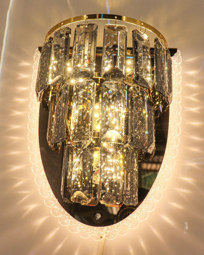 Elegant Black Crystal Wall Sconce – Luxurious Lighting Fixture - Swanart