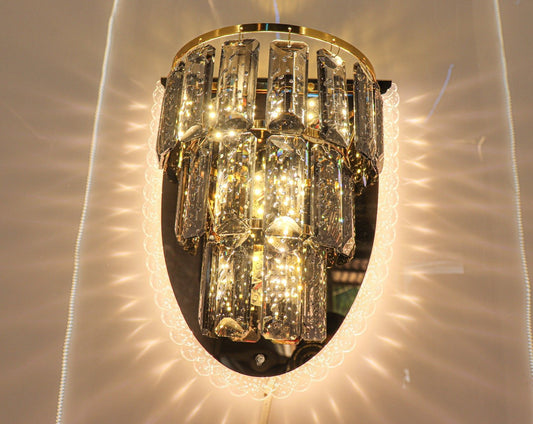 Elegant Black Crystal Wall Sconce – Luxurious Lighting Fixture - Swanart