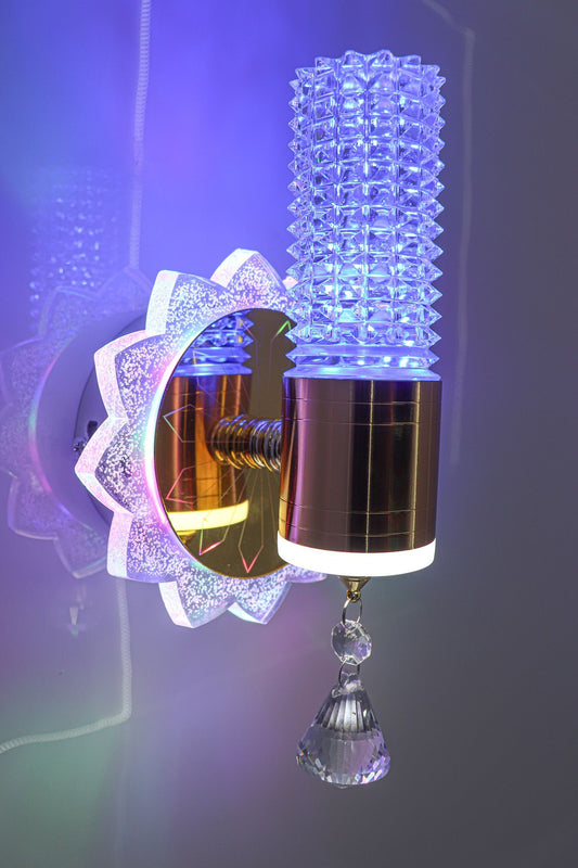 SWANART Modern Crystal Wall Sconce LED Color Changing Wall Light Fixture, Dimmable Ambient Lighting for Bedroom, Living Room, Hallway, Dining Room Crystal Decor, Home Decoration, Wall Lamp - Swanart