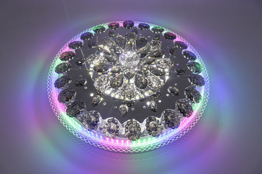 Elegant Rotating Crystal Flower LED Chandelier Ceiling Light Fixture | Color Changeable Modern Decorative Pendant Lamp for Living Room Bedroom Dining Room | Ambiance Lighting Home Decor Crystal Light - Swanart