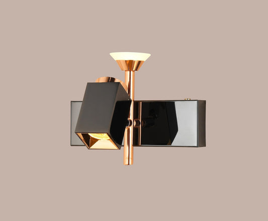 swanart Modern Black and Rose Gold Wall Sconce - Dual Light LED Wall Fixture with Adjustable Angles, Ideal for Living Room, Bedroom, and Office Decor - Swanart