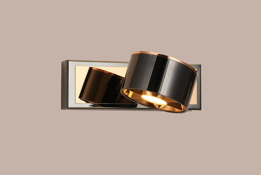 swanart Modern Black and Rose Gold Wall Sconce - Adjustable LED Wall Light with Rotatable Head, Ideal for Living Room, Bedroom, and Office Decor - Swanart