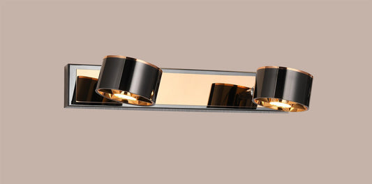 swanart Modern Rose Gold and Black Wall Sconce - Dual Cylindrical Adjustable LED Wall Light, Energy Efficient, Ideal for Living Room, Bedroom, and Hallway Decor - Swanart