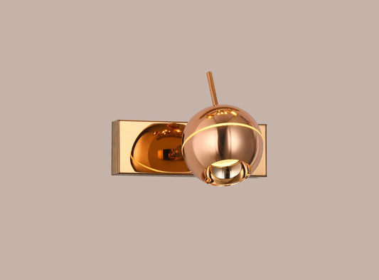swanart Modern Rose Gold Wall Sconce - Adjustable LED Wall Light with Globe Shade, Energy Efficient, Ideal for Living Room, Bedroom, and Office Decor - Swanart