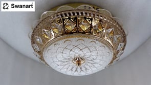swanart Round Chandelier for Living Room Modern Crystal Ceiling Light Lamp (Multicolour)