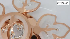 Swanart LumiLeaf Crystal Chandelier: Modern Rose Gold Ceiling Light with Dimmable 3-Color LEDs, Remote Control, Elegant Leaf Design for Dining Room, Living Room, Bedroom, Hallway