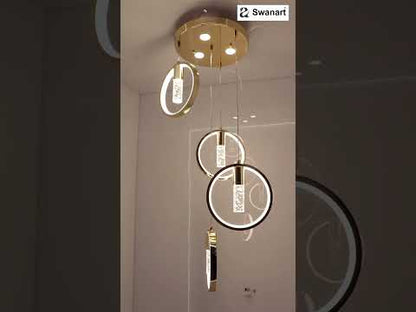 Swanart Radiant Charm Crystal Gel Golden Pendant Light - Elegant Hanging Ceiling Lamp with Sparkling Crystals for Home Decor